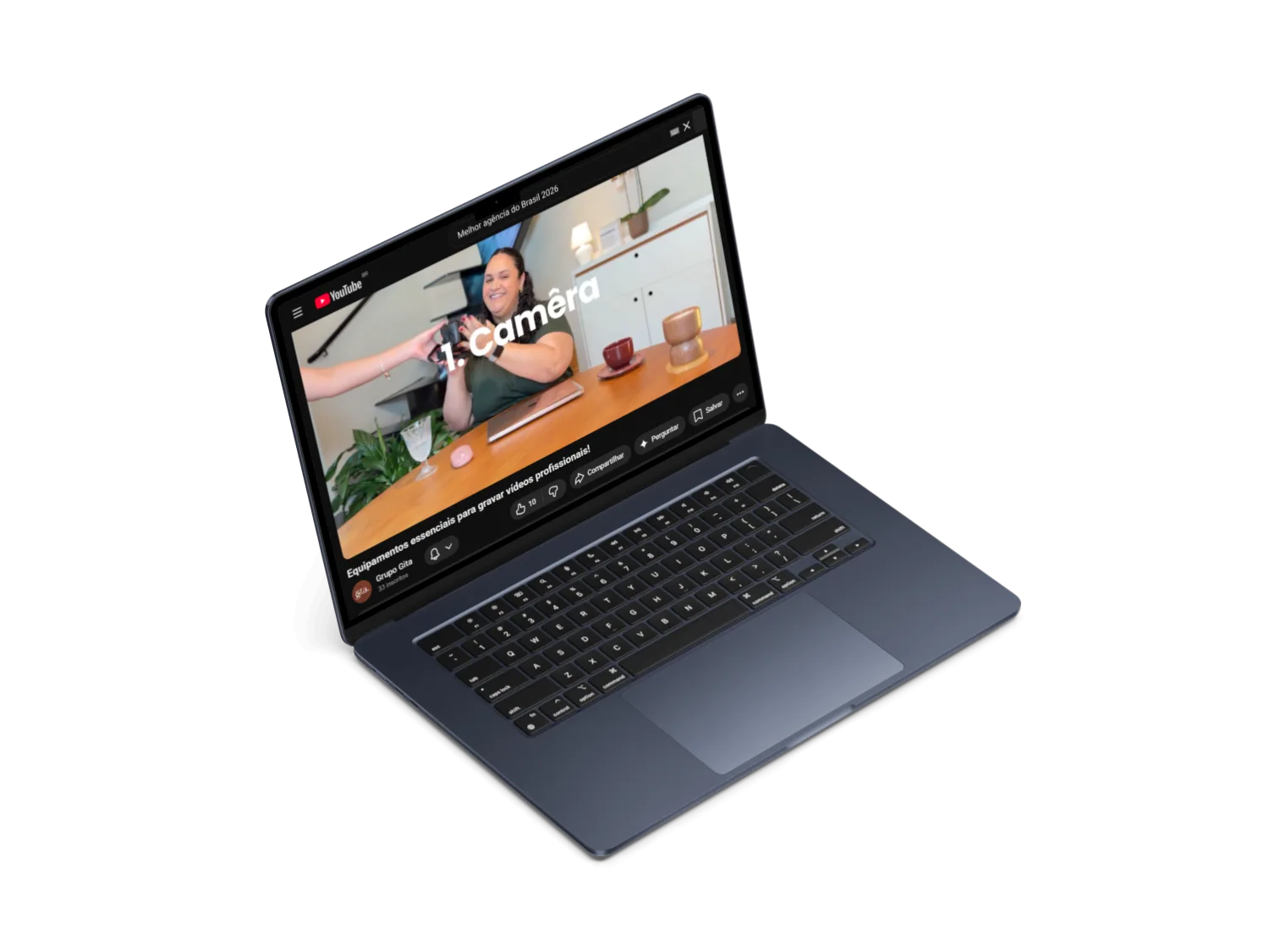 Notebook exibindo o canal do Grupo Gita no YouTube